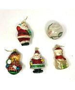 Christmas Ornaments Glass Santa Claus Bear Snowman Flower - Lot of 5 Vin... - $9.50