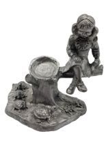 Michael Ricker Pewter Vintage Sculpture Girl Sitting Tree Turtles Figurine - $24.00