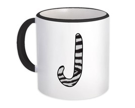Monogram Letter J : Gift Mug Zebra Letter Initial ABC Animal Print Gift - $15.90