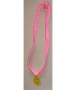 Vintage Barbie doll accessory smiley smiling face necklace pink ribbon M... - $3.99