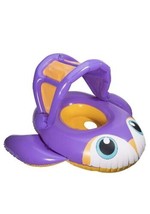 Sun Canopy Baby Boat Pool Float Age 9-24 Months Purple Penguin - $16.78