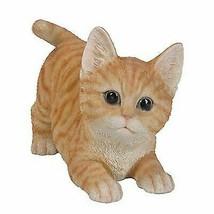 Realistic and Playful Orange Tabby Kitten Collectible Figurine 8&quot; Tall Cat - $32.99