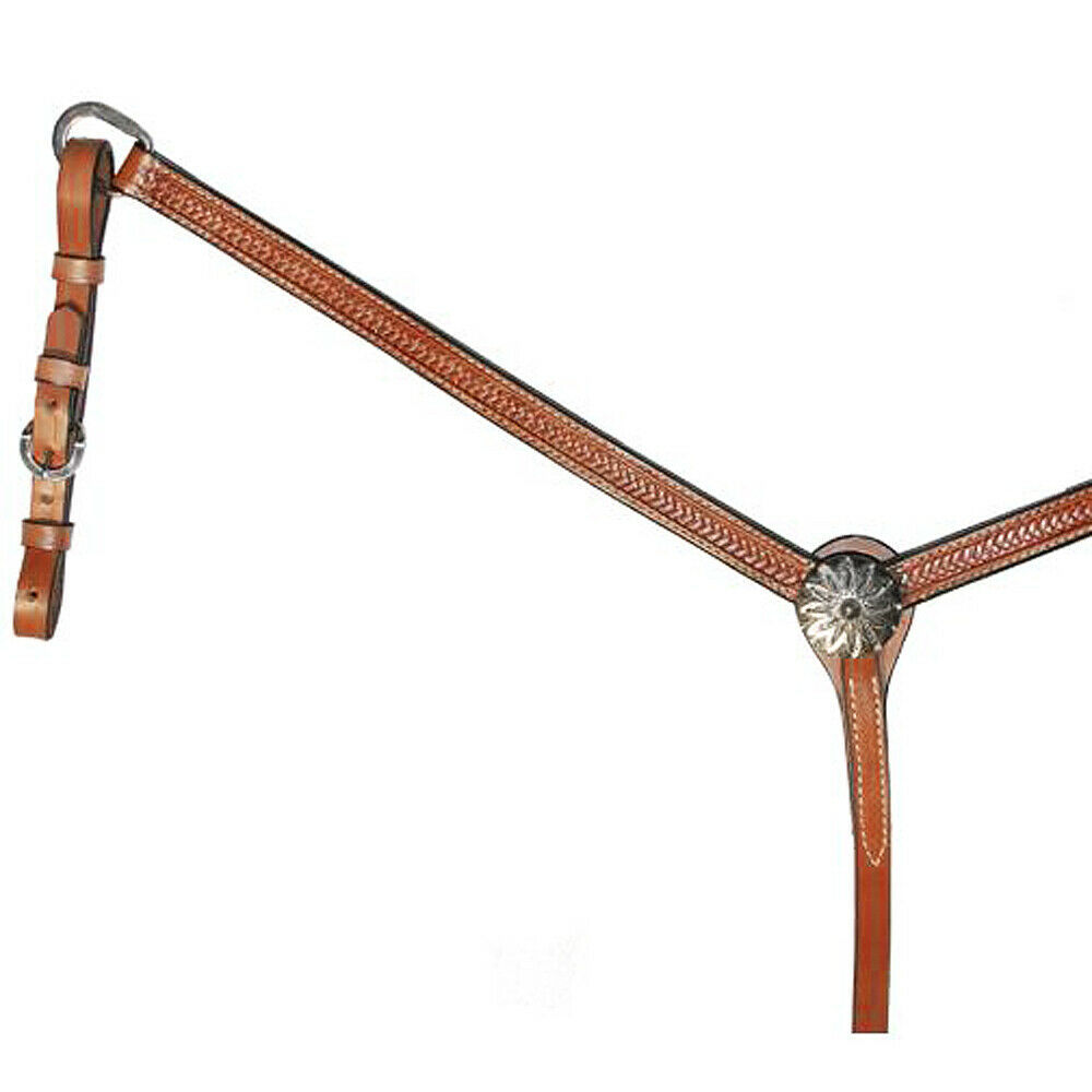 1 In Circle Y Horse Braid Tooled Breast Collar Daisy Conchos Regular