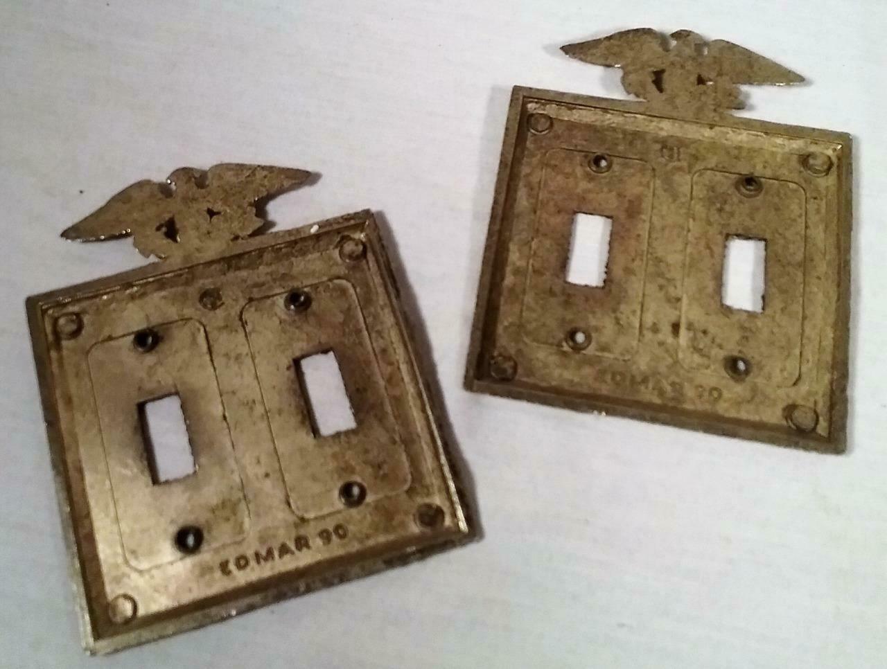 VTG EDMAR BRASS PLATED COLONIAL STYLE DOUBLE ELECTRIC LIGHT SWITCH ...