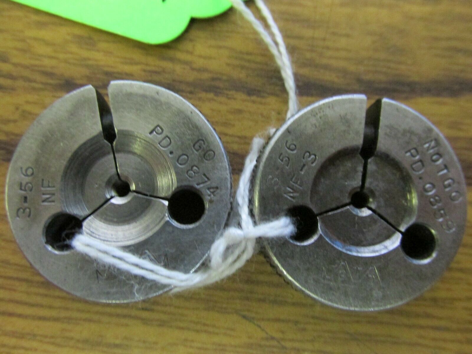 Pratt & Whitney Go and No Go Thread Ring Gage Set 1/4"-28 NF-3 