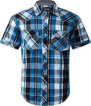 Venzulia Men's Western Snap Casual Shirt Two Pocket Short Sleeve Shirt - M image 1