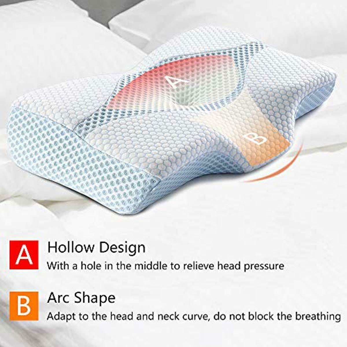 Mkicesky Side Sleeper Contour Memory Foam Pillow, Orthopedic Sleeping Pillow, Er Bed Pillows