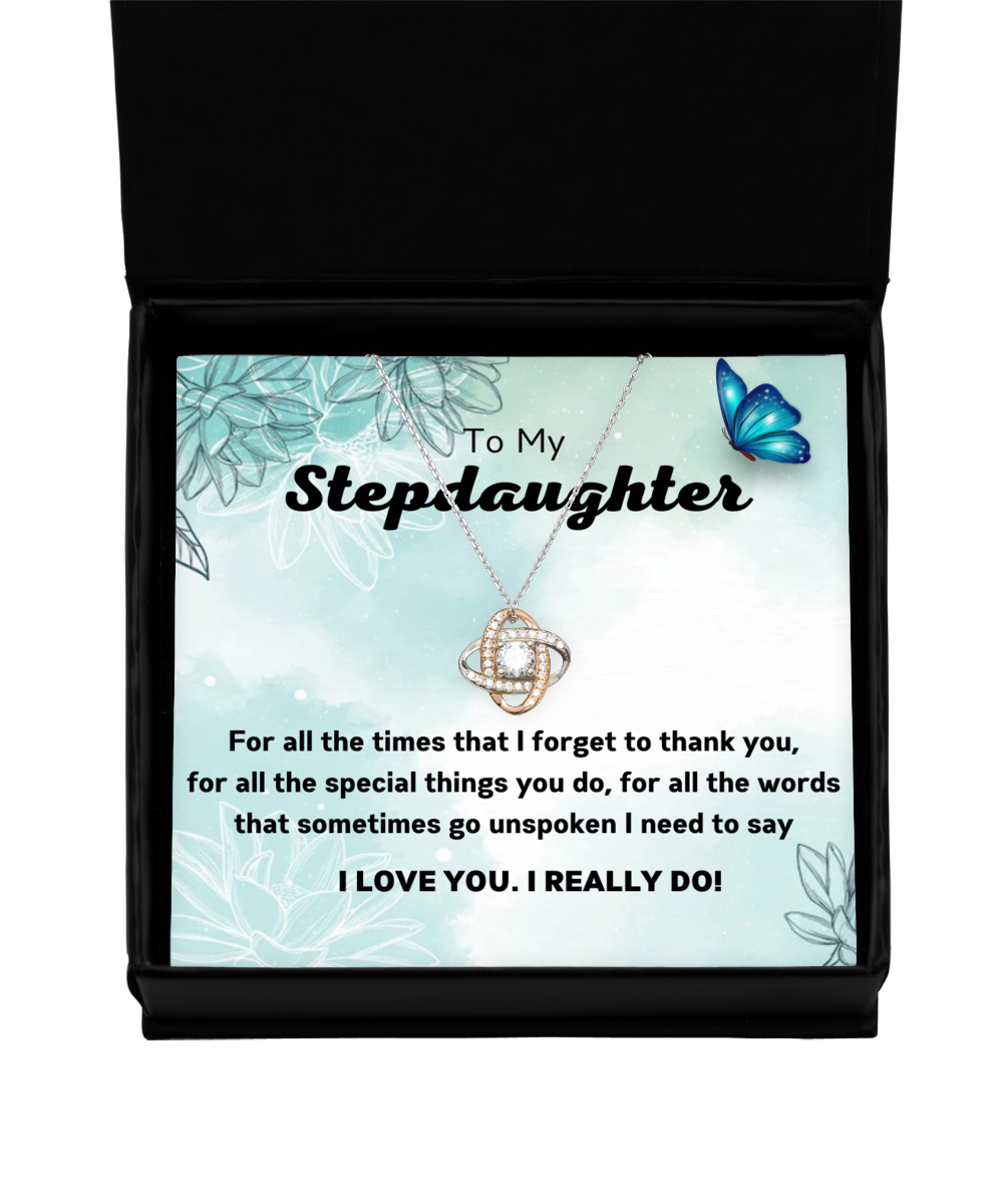 To my Stepdaughter,  Love Knot Rose Gold Necklace. Model 64024