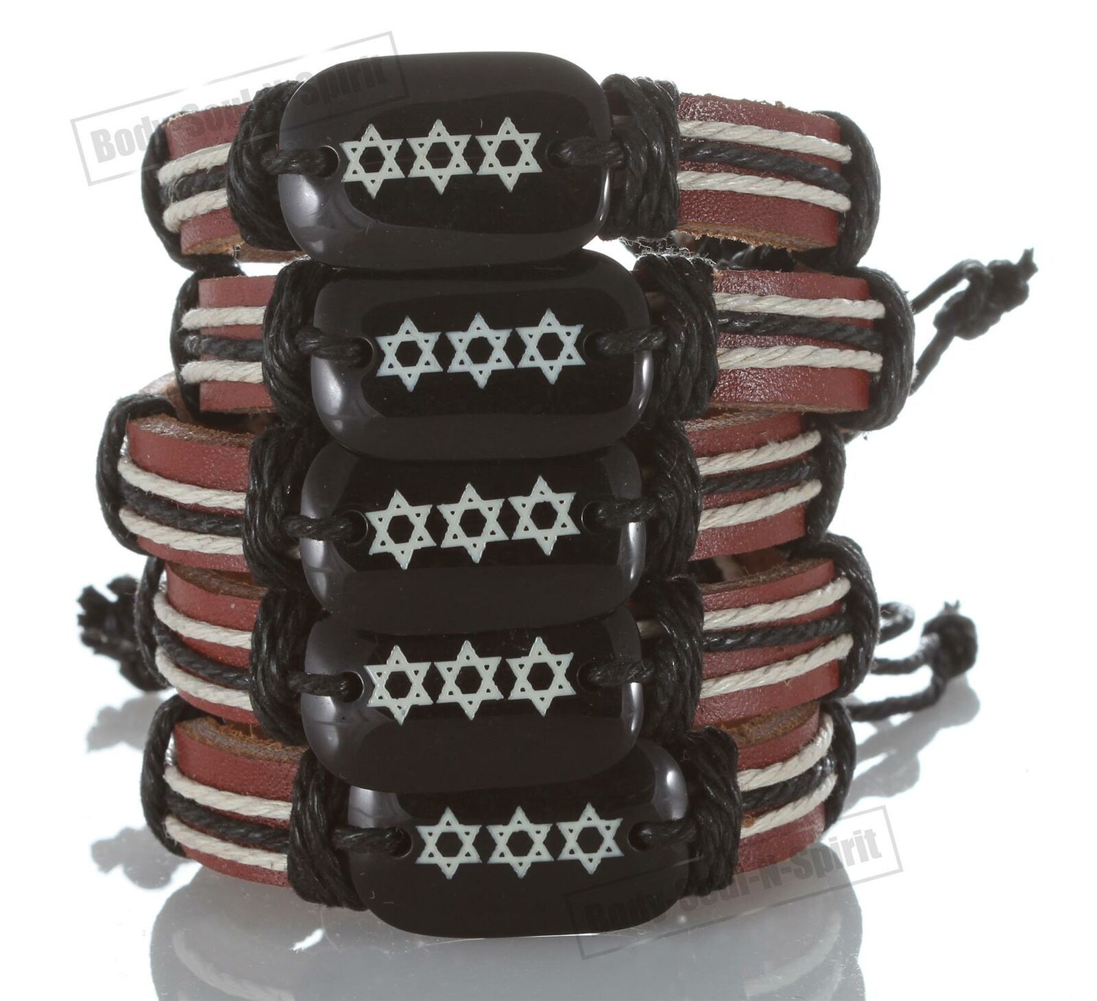 Model Star of David Leather Bracelet Jewish Cuff Bangle Wristband cool stylish