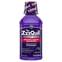 Vicks ZzzQuil Nighttime Pain Reliever Sleep Aid Liquid, 12 fl oz.. - $17.81