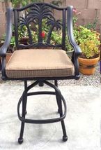 Fire pit propane bar table set 7 piece outdoor cast aluminum Palm Tree bar stool image 9