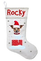 Jack Russell Terrier Christmas Stocking-Personalized Jack Russel Stocking-White - $33.00