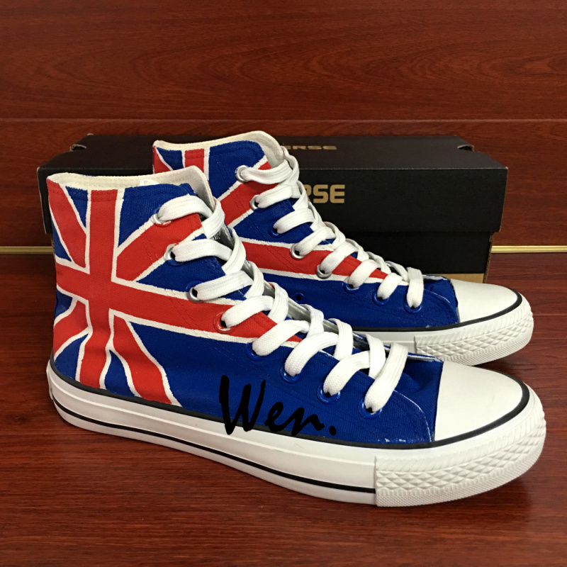 Converse Unisex Hand Painted Shoes UK British Flag Union Jack Canvas