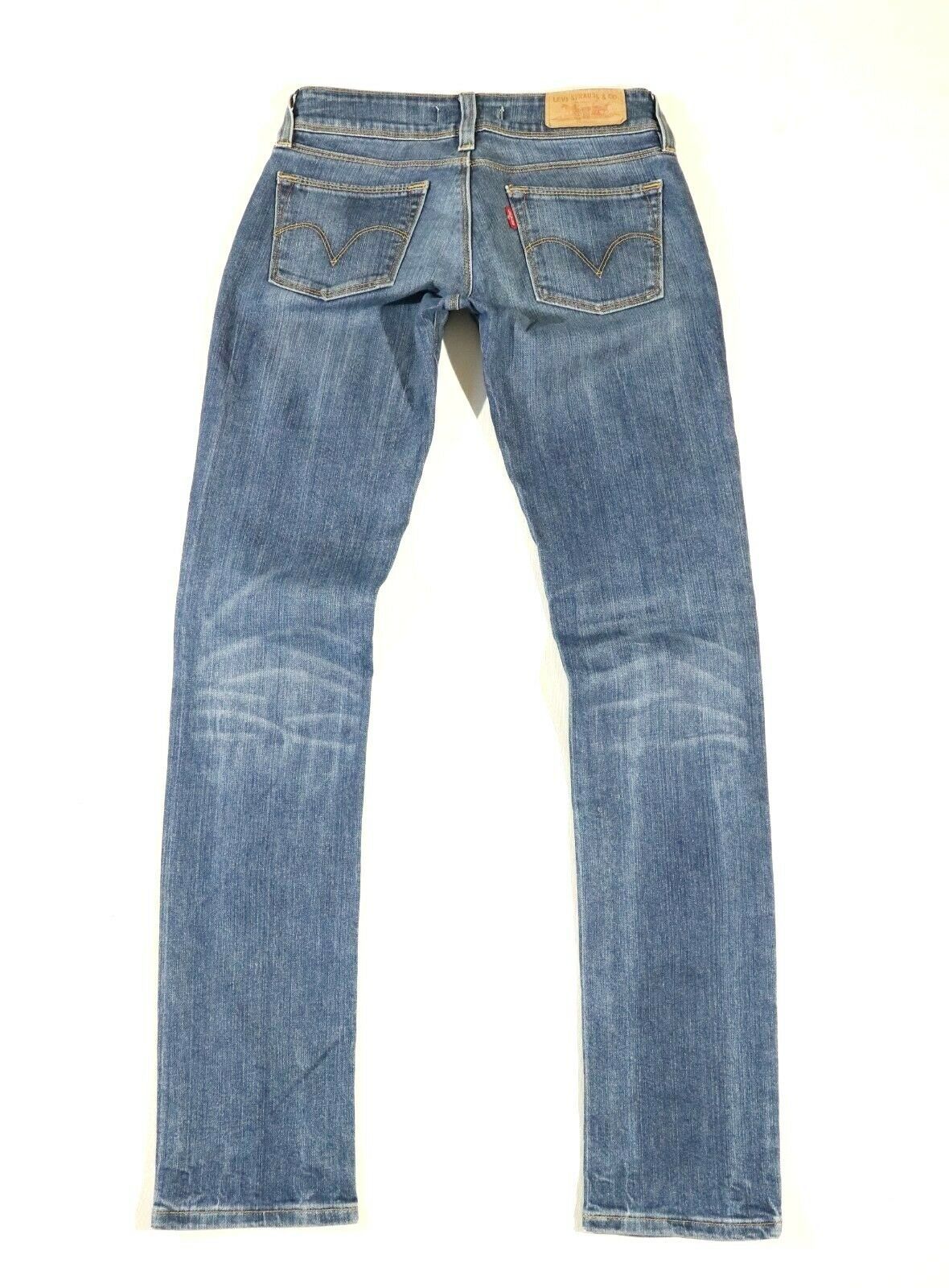 Women's Vintage LEVI'S 571 Red Tab Slim Fit Stretch Blue Denim Jeans ...