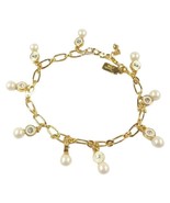 Kate Spade O0ru1446 Pearly Delight Charm Crystal Chain Bracelet Gold NWT - $49.91