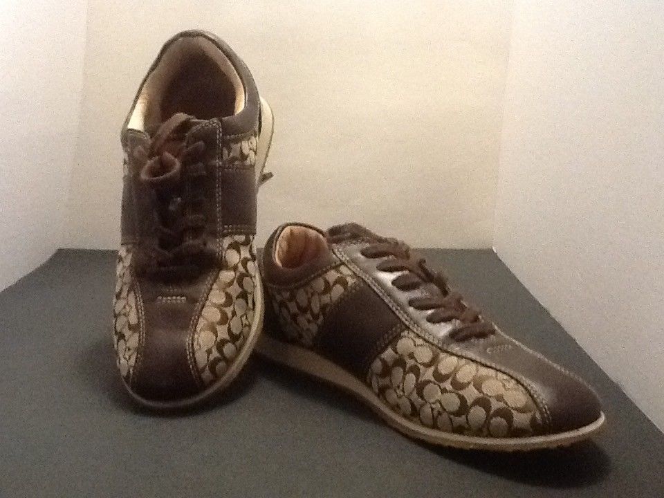 Coach Noella Womens Brown Canvas Tennis Shoes Size 9 - Athletic