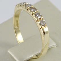 18K YELLOW GOLD BAND RING WITH 5 DIAMONDS, 0.25 CT ENGAGEMENT, MADE IN ITALY image 2