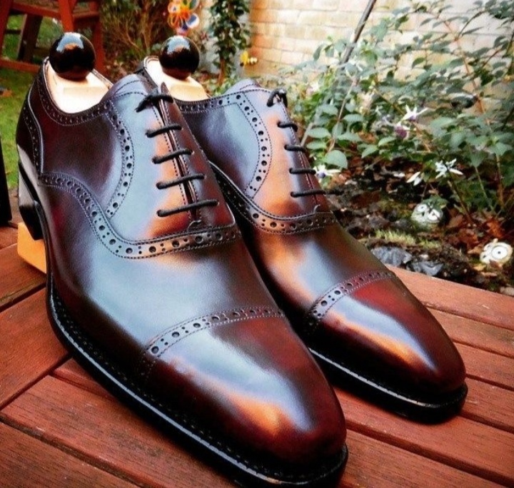 Handmade Men's Chocolate Brown Leather Dress/Formal Oxford Shoes - Men