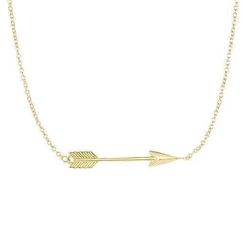 14 Karat Yellow Gold Classic Love Arrow Horizontal Women's Pendant Necklace (17
