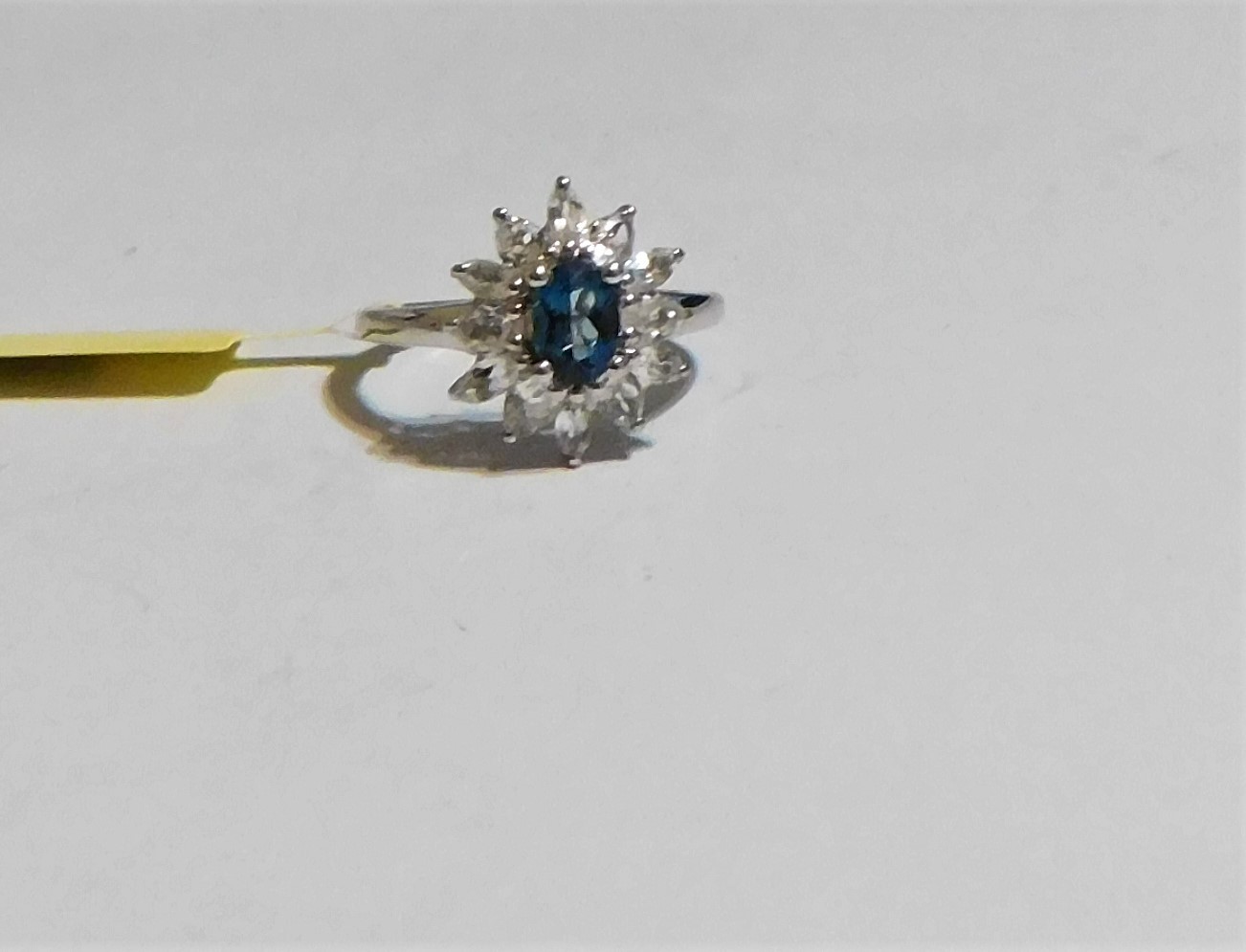 Primary image for London Blue Topaz Oval & White Topaz Halo Ring, 925 Silver, Size 7, 2.90(TCW)