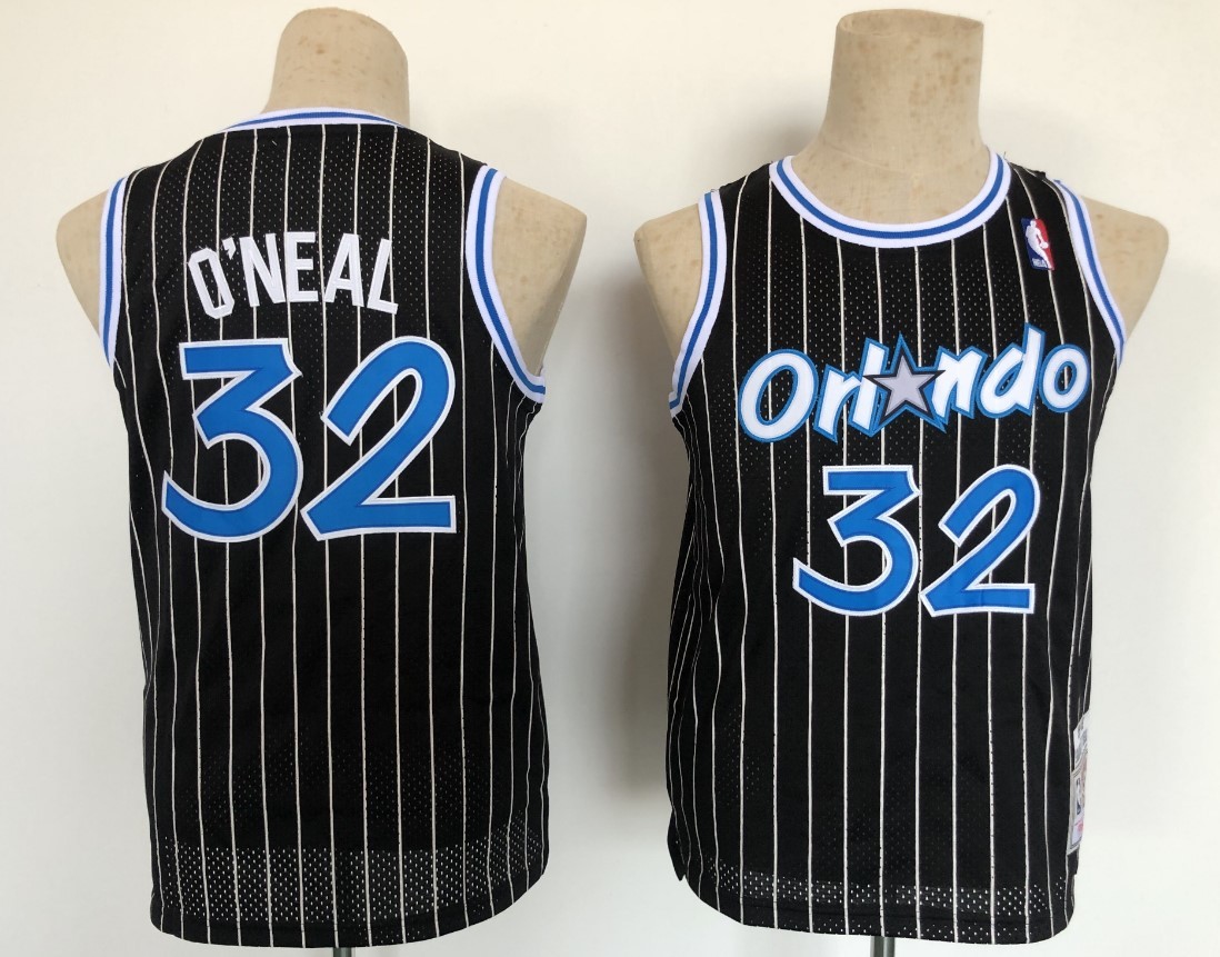NEW NBA Youth Orlando Magic #32 Shaquille O'Neal stitched Jersey Black Retro