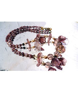 Vintage Murano Purple Necklace Amethyst Molded Glass Flower and Beads - $37.00