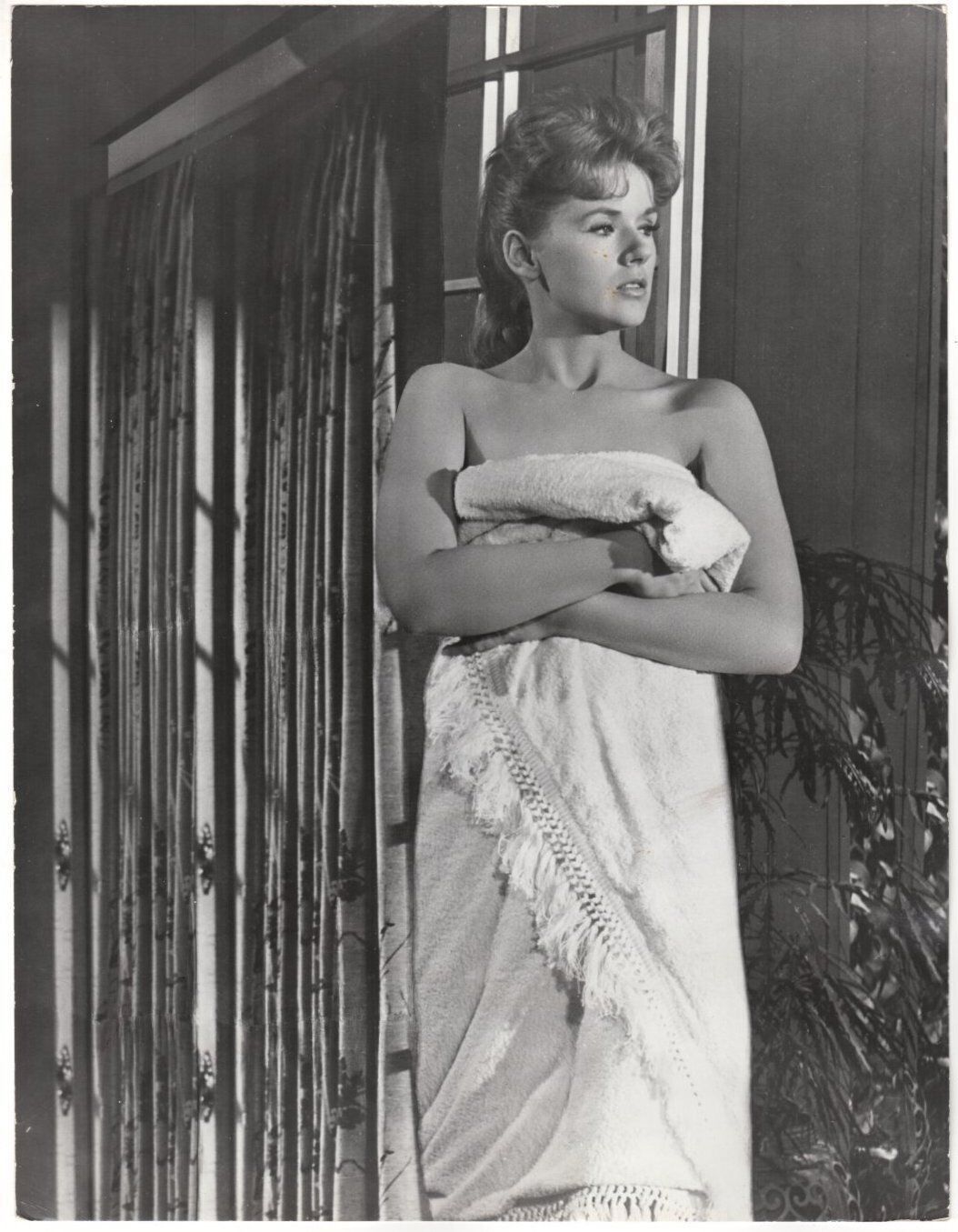 Susan Slade Connie Stevens Cheesecake Naked Wrapped In Blanket Cheesecake Black White