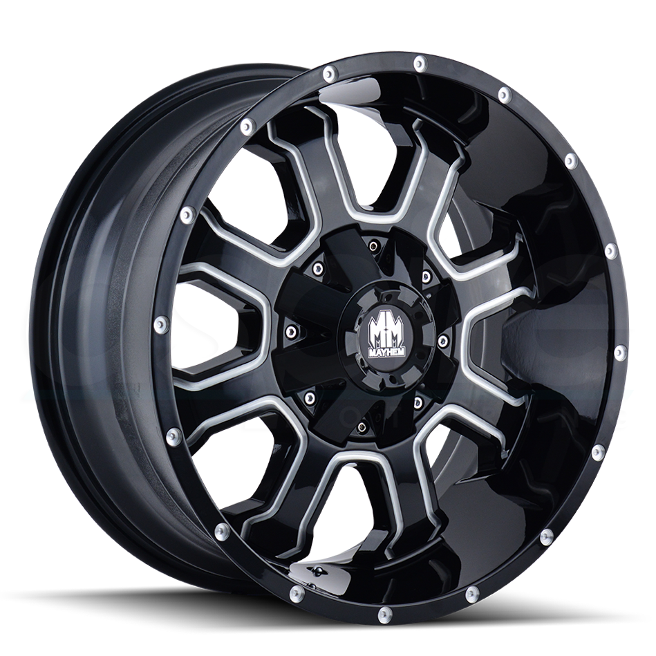 One 20x9 Mayhem Fierce 6x135/6x5.5 0 Gloss Black Milled Wheels Rims ...