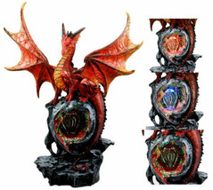 Volcanic Dragon Statue 19&quot;H Guardian Of Fossil Cave Crystal Mine LED Nig... - $97.99