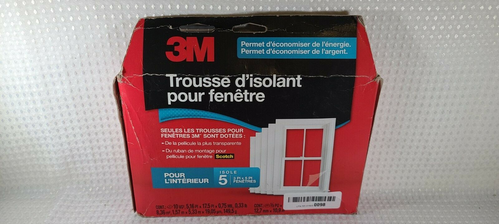 3M Window Insulator INDOOR Kit Clear Film Insulation Insulates 5 3'x5