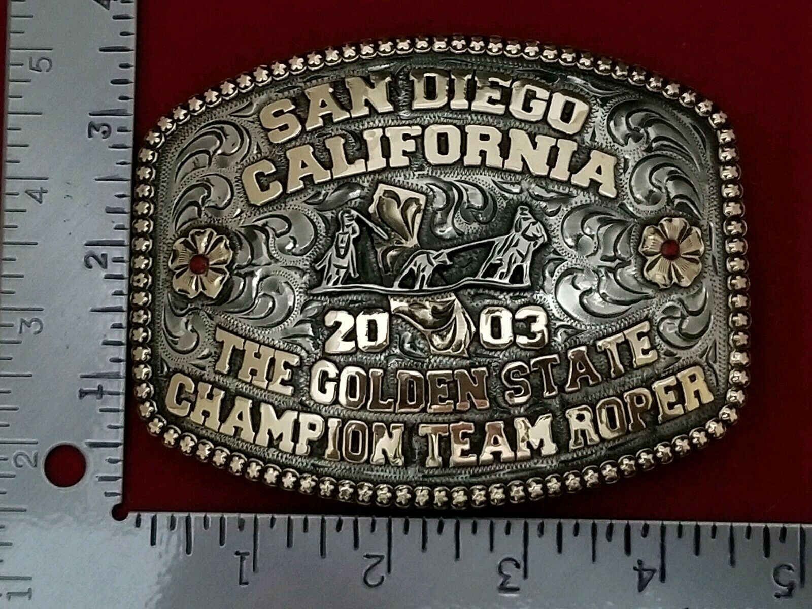 2003 RODEO VINTAGE TROPHY BELT BUCKLESAN DIEGO CALIFORNIA TEAM ROPING
