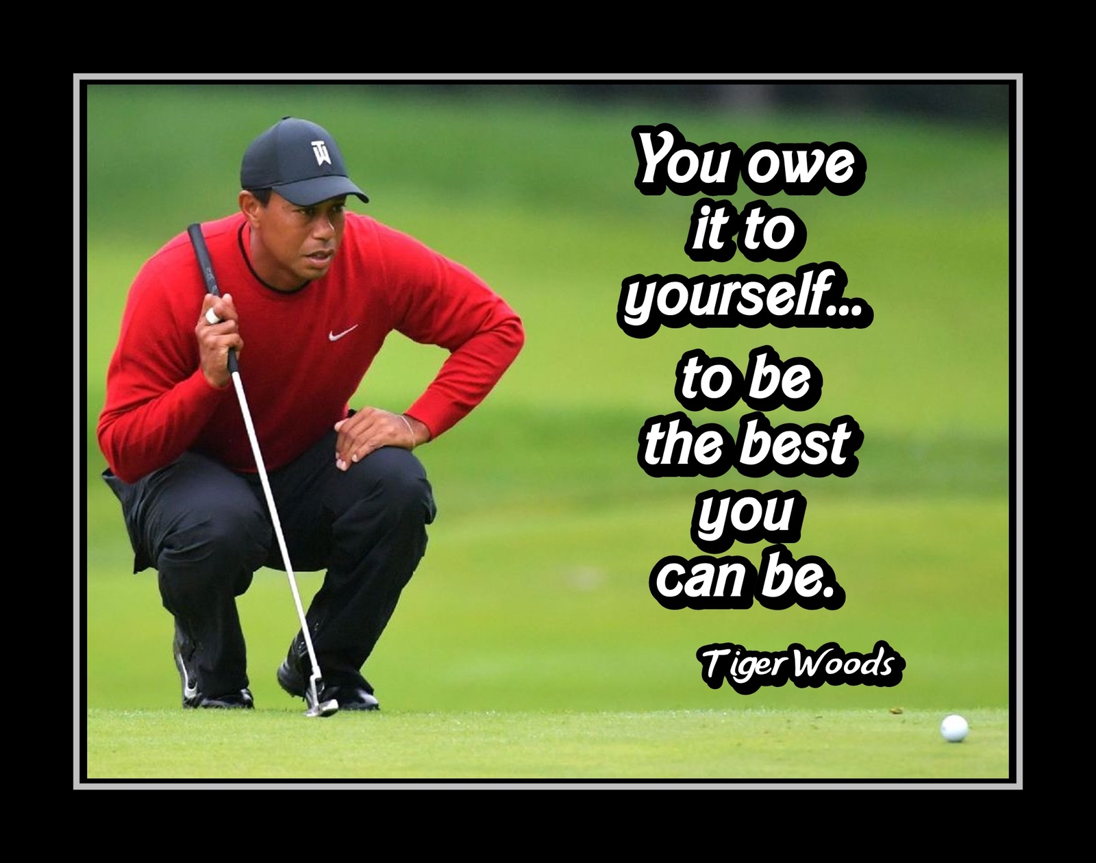 Tiger Woods Golf Quote Poster, Unique Gift, 'Be Your Best' - Golf