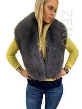 Fox Fur Stole 55' (140cm) Saga Furs Dark Grey Fur Collar Wrap Scarf Boa image 2