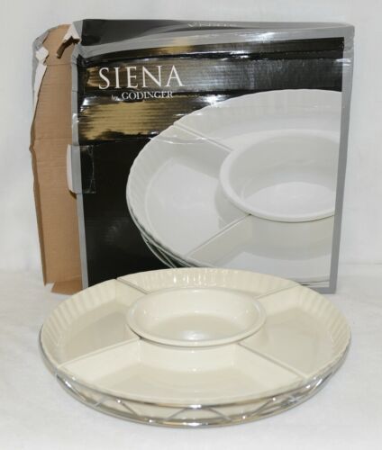 Godinger 6325 Siena Six Piece Lazy Susan White Porcelain Chrome Plated Rack