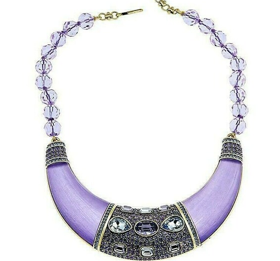 Heidi Daus Say It With Style Beaded Bib Drop Necklace. 17 Purple