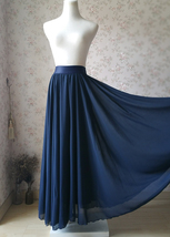 Navy Chiffon Skirt Outfit, Full Length Navy Chiffon Skirt, Navy Wedding, Plus  image 4