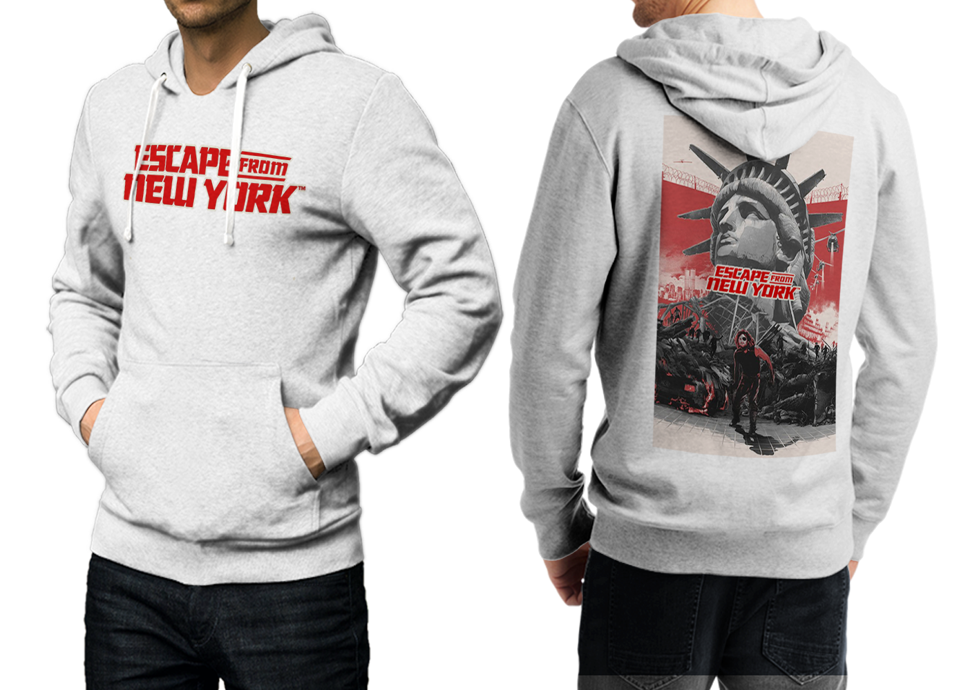 ESCAPE FROM NEW YORK Movie White Hoodie Jacket Coat Casual Sweatshirt For men