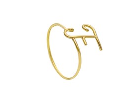 18K YELLOW GOLD SMOOTH WIRE 1mm RING, LETTER INITIAL F LENGTH 10mm 0.4&quot; - $204.00