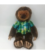Build A Bear BAB Brown Sloth in Plaid Green Shirt Plush Stuffed Animal S... - $59.99