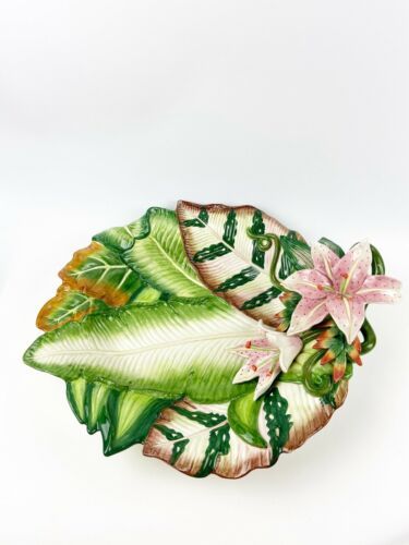 Fitz & Floyd EXOTIC JUNGLE Lily Large Platter 2001 Server Rare - $59.99