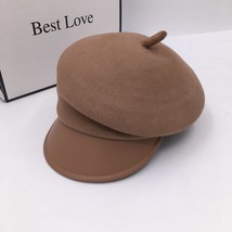 the new  leather eaves cap women's beret  fall/winter British berets crisp show  - $86.16