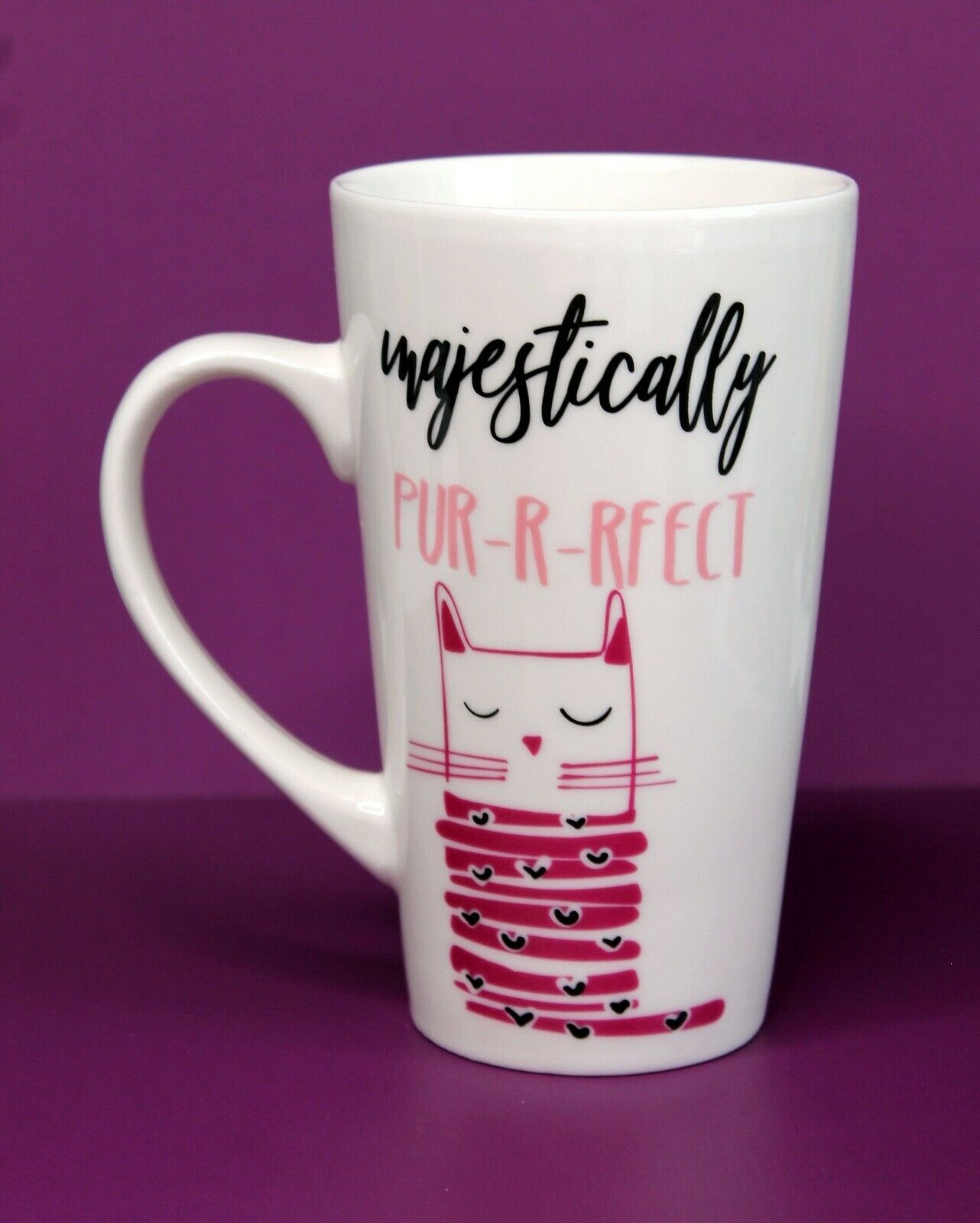 Winifred & Lily "Majestically Purrrfect" Cat Tall Ceramic Coffee Mug