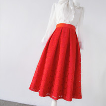 Black A Line Midi Pleated Skirt High Waist Plus Size Holiday Skirt polka-dot image 6