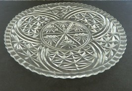 Anchor Hocking Stars and Bars Torte Plate Round Platter Tray Pressed Glass - $18.69
