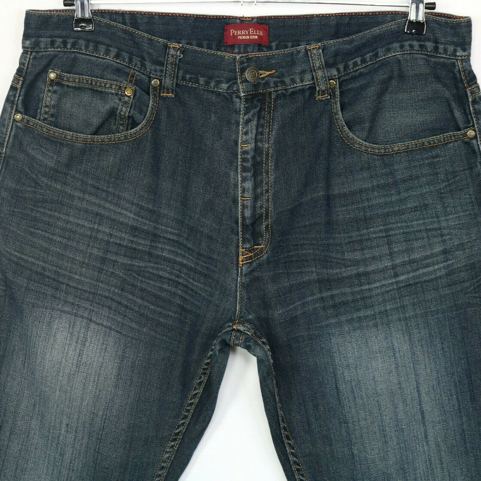 Perry Ellis Mens Straight Jeans Size 38 x 30 Actual 38 x 31 Distressed ...