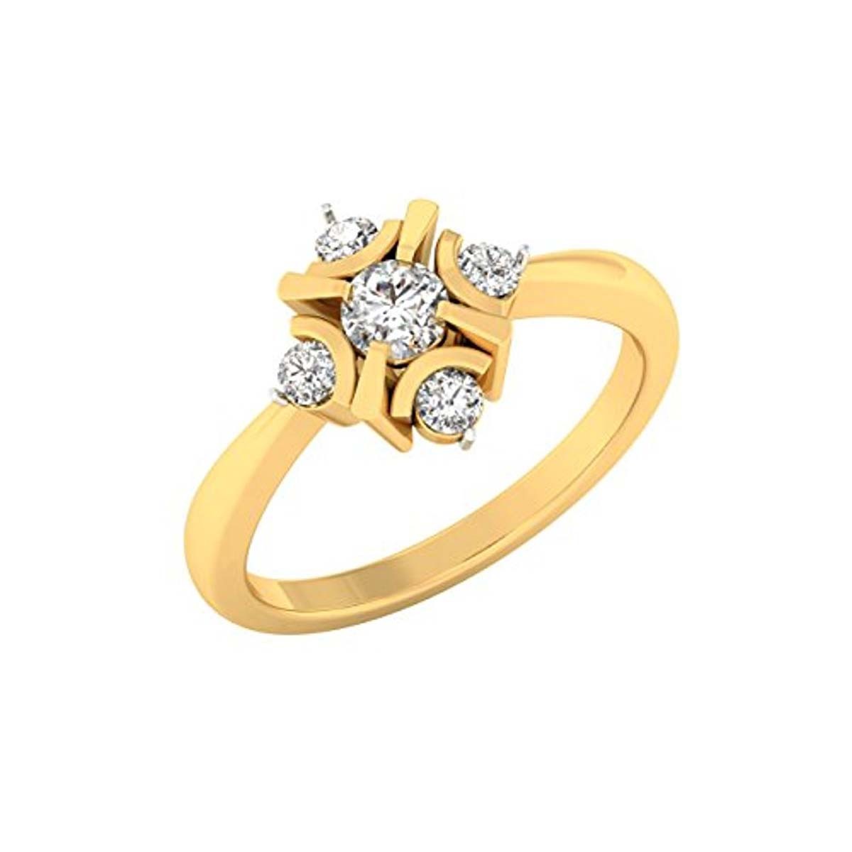 14K Yellow Gold Plated RD Cut White CZ Diamond Wedding Engagement Fancy Ring