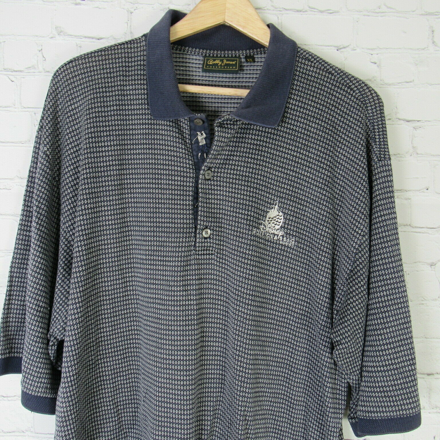 Disney Golf Classics Golf Shirt Mens XL Blue White Pattern By Bobby