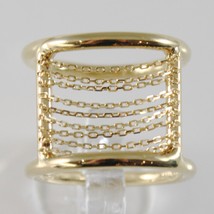 18K YELLOW GOLD BAND RING WITH MULTI WIRES DIAMOND CUT CHAINS, MADE IN ITALY image 1