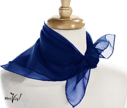 Royal Blue Sheer Chiffon 50s Style Scarf- 21&quot; Square for Neck Head Hair ... - $10.75