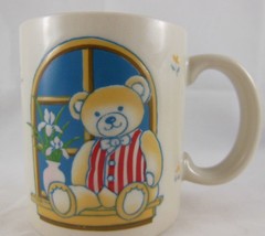 Vintage Otagiri coffee Mug with Teddy Bear by Window Glazed Dimensional - $11.87